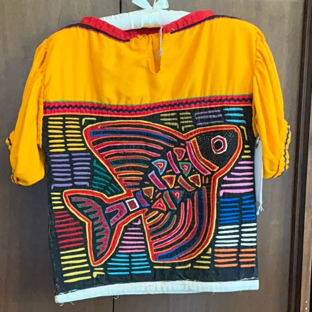 Vintage Handmade Panama Kuna Mola Blouse | Indigenous Textile Art | - Picture 4 of 10